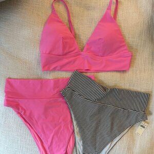 Aerie Swim Bikini Top and 2 High Waisted Bottoms - NEVER WORN, NEW WITH TAGS - L